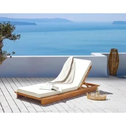 GRANARI - Ligstoel - Lichthout/Off-white - Acaciahout