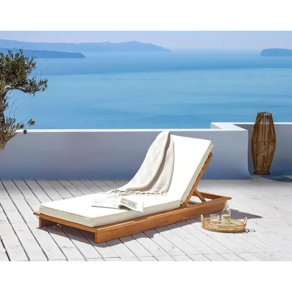 GRANARI - Ligstoel - Lichthout/Off-white - Acaciahout