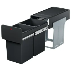 Hailo Tandem Inbouwprullenbak - 2x14L - zwart