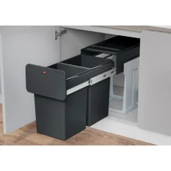 Hailo Tandem Inbouwprullenbak - 2x14L - zwart