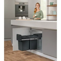 Hailo Tandem Inbouwprullenbak - 2x14L - zwart