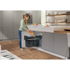 Hailo Tandem Inbouwprullenbak - 2x14L - zwart