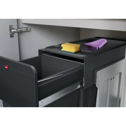 Hailo Tandem Inbouwprullenbak - 2x14L - zwart