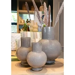 Hakbijl Glass Bloemenvaas Deborah - grijs - glas - D20 x H 26 cm