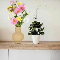 Hakbijl Glass Bloemenvaas Deborah - Beige - glas - D20 x H 26 cm