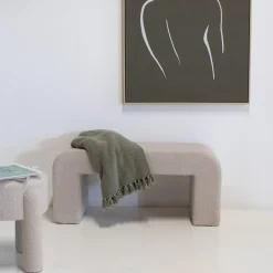 Halbankje Taupe Bouclé - 99x38x46cm - Sera