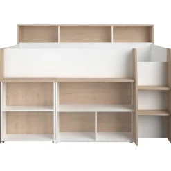 Halfhoogslaper Duffy 90x200cm met bureau - wit / eikdecor