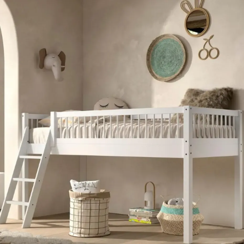 Halfhoogslaper Forrest 90x200cm - massief beukenhout - wit