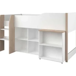 Halfhoogslaper met bureau Moscon 90x200 - wit/eik