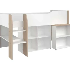 Halfhoogslaper met bureau Moscon 90x200 - wit/eik