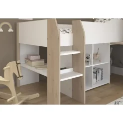 Halfhoogslaper met bureau Moscon 90x200 - wit/eik