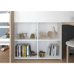 Halfhoogslaper met bureau Moscon 90x200 - wit/eik