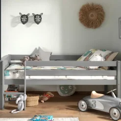 Halfhoogslaper Pip 90 x 200 dennenhout - grijs