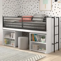 Halfhoogslaper Sammie 90x200cm - met bureau en boekenrekjes - wit