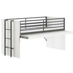 Halfhoogslaper Sammie 90x200cm - met bureau en boekenrekjes - wit