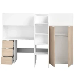 Halfhoogslaper Tristan - wit/eiken - 90x200 cm