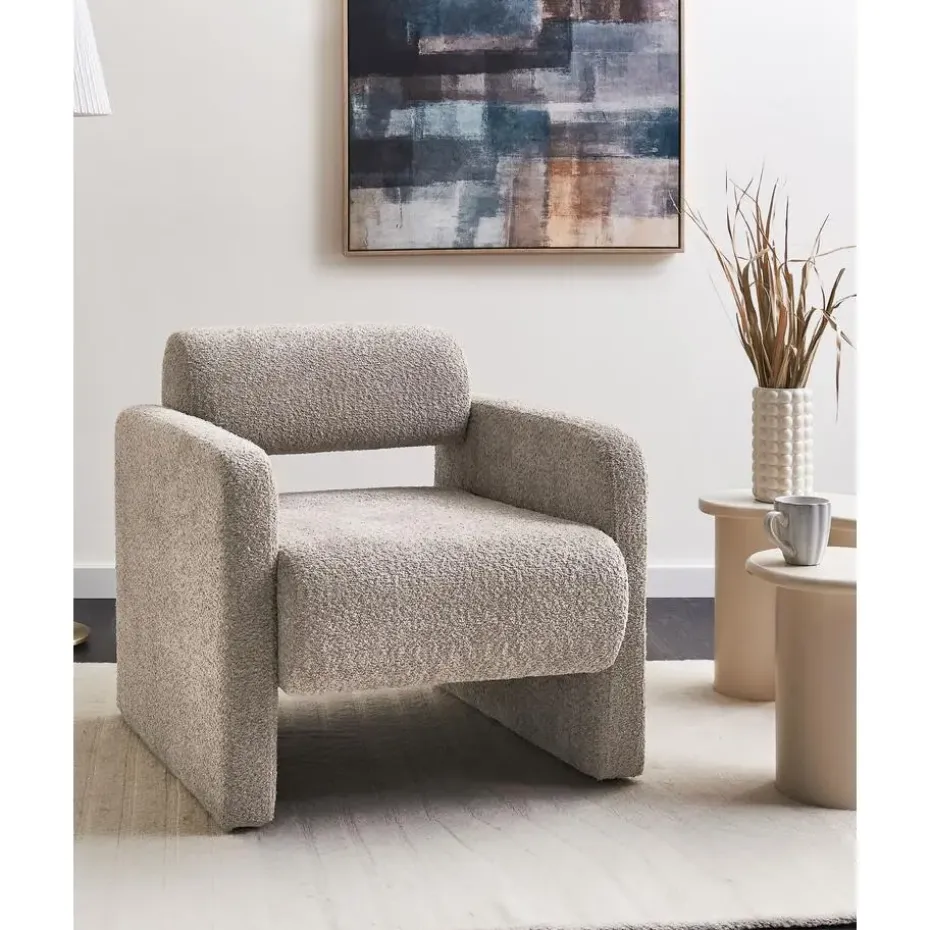 HALLSBERG - Fauteuil - Taupe - Bouclé