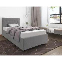 Hamar - Bed 100x200 cm in grijze stof
