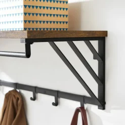 Hangende Kapstok met Plank - Bruin Zwart