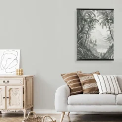 Hangende Poster Linnen - Jungle Landschap Schets