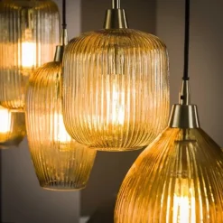 Hanglamp Ella glas amber rond 5-lichts 20x120x150 cm Amber color glas