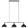Hanglamp industrieel Abby 3-lichts buis zwart - 25x118x150 cm - Zwart - Zwart