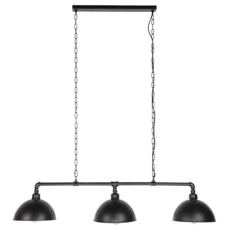 Hanglamp industrieel Abby 3-lichts buis zwart - 25x118x150 cm - Zwart - Zwart
