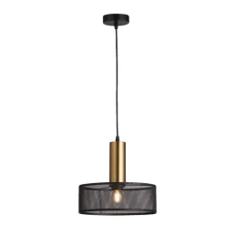 Hanglamp Nerja E27 - zwart/goudkleur - 120xØ28 cm