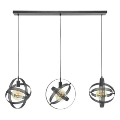 Hanglamp Yaya 3-lichts mesh - Metaal - Zwart