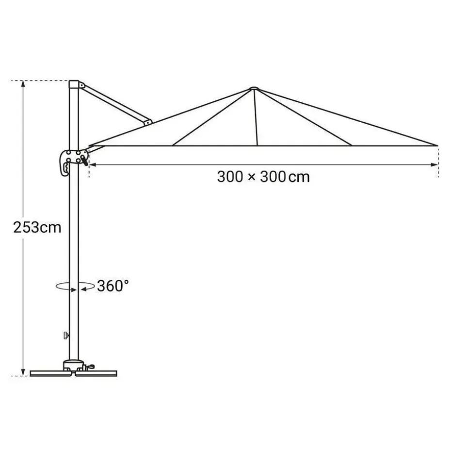 Happy Garden Parasol MOLOKAI - Zwart - Aluminium