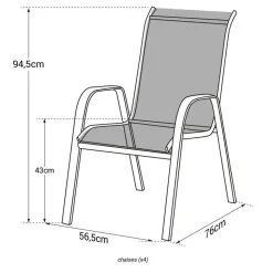 Happy Garden Stoel MARBELLA - Grijs - Aluminium