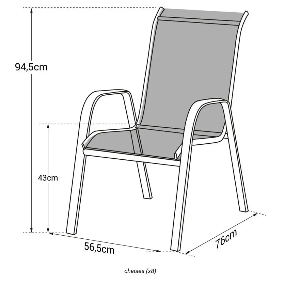 Happy Garden Stoel MARBELLA - Zwart - Aluminium