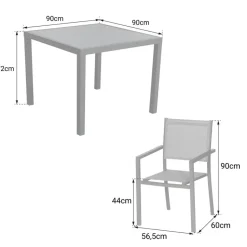 Happy Garden Tuinmeubilair BERGAMO - Grijs - Aluminium