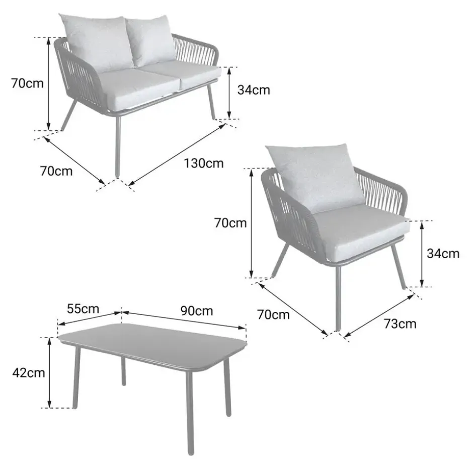 Happy Garden Tuinmeubilair OUVÉA - Grijs - Touw