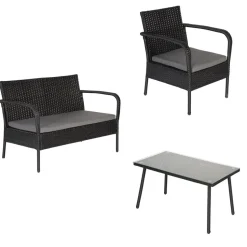 Happy Garden Tuinmeubilair LIPARI - Zwart - Geweven hars