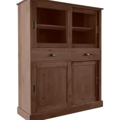 Harry - Kast met 2 glazen deuren en 2 deuren bruin grenen