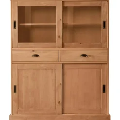 Harry - Kast met 2 glazen deuren en 2 deuren natuurlijk grenen