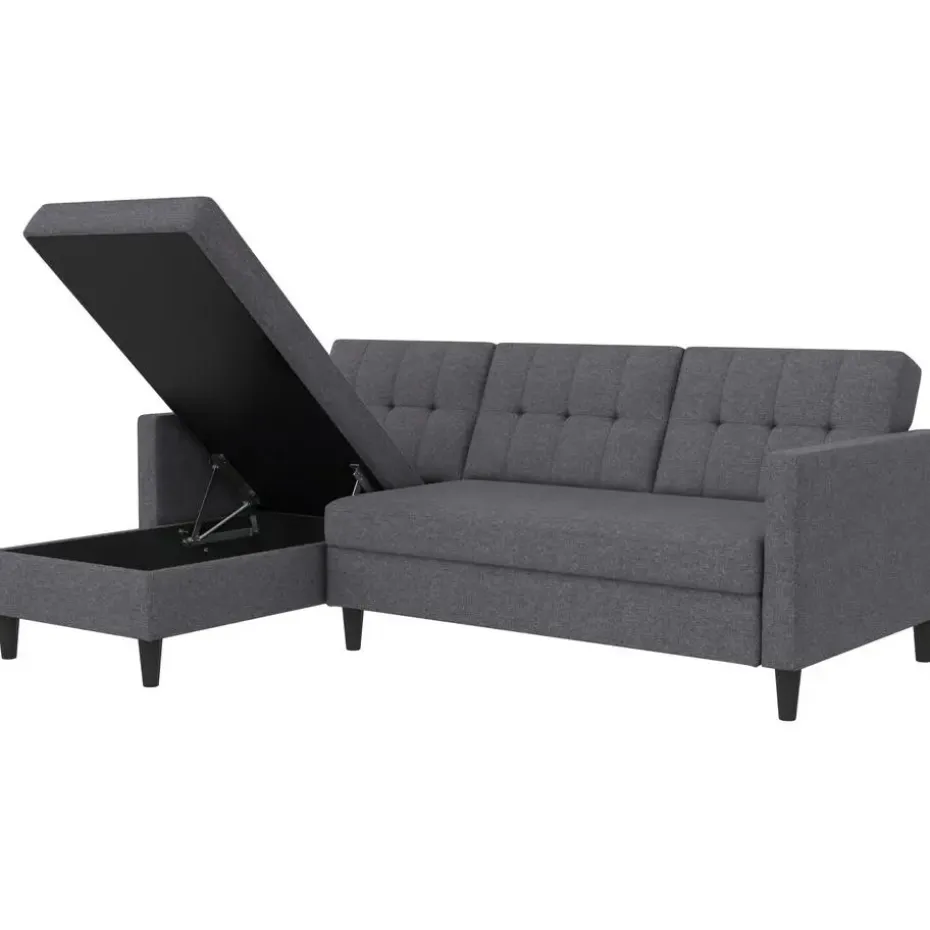 Hartford - 3-zits hoekslaapbank in grijs stof