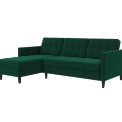 Hartford - 3-zits hoekslaapbank in donkergroen stof