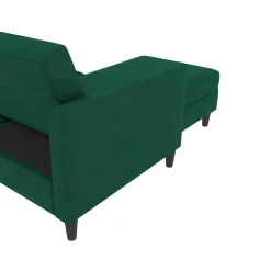 Hartford - 3-zits hoekslaapbank in donkergroen stof