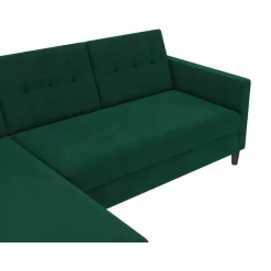 Hartford - 3-zits hoekslaapbank in donkergroen stof