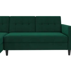 Hartford - 3-zits hoekslaapbank in donkergroen stof