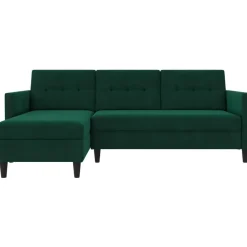 Hartford - 3-zits hoekslaapbank in donkergroen stof