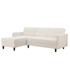 Hartford II - 3-zits hoekslaapbank in crèmekleurige stof