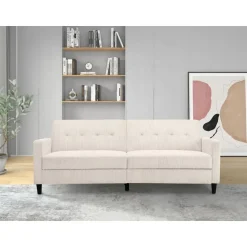 Hartford II - 3-zits slaapbank in crèmekleurige stof