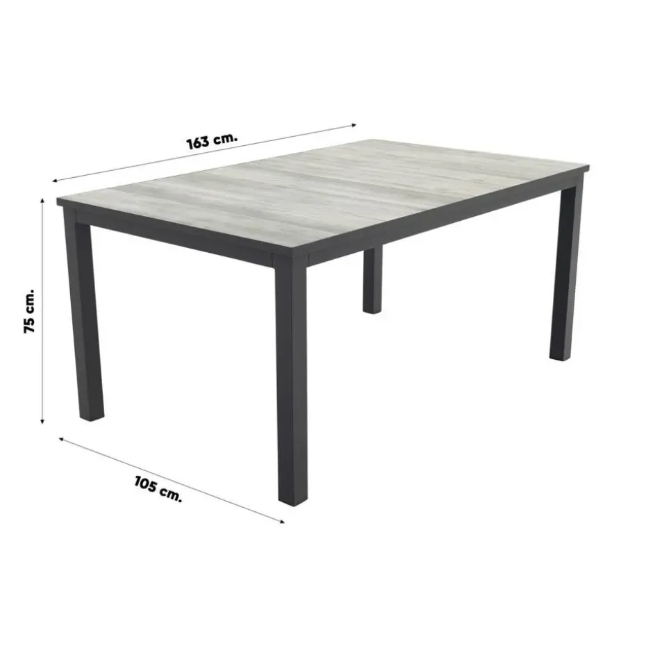 Hartman Comino dining tuintafel 163x105 cm. - Keramiek/Grijs