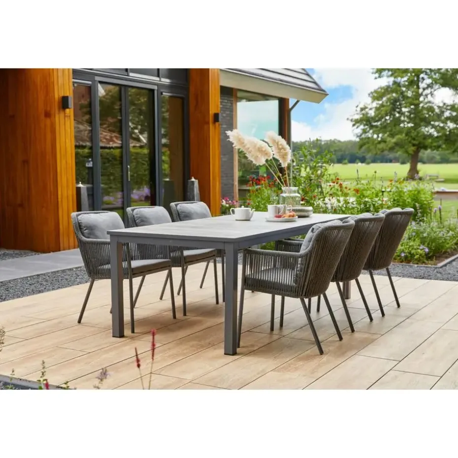 Hartman Comino dining tuintafel 223x105 cm. - Keramiek/Grijs