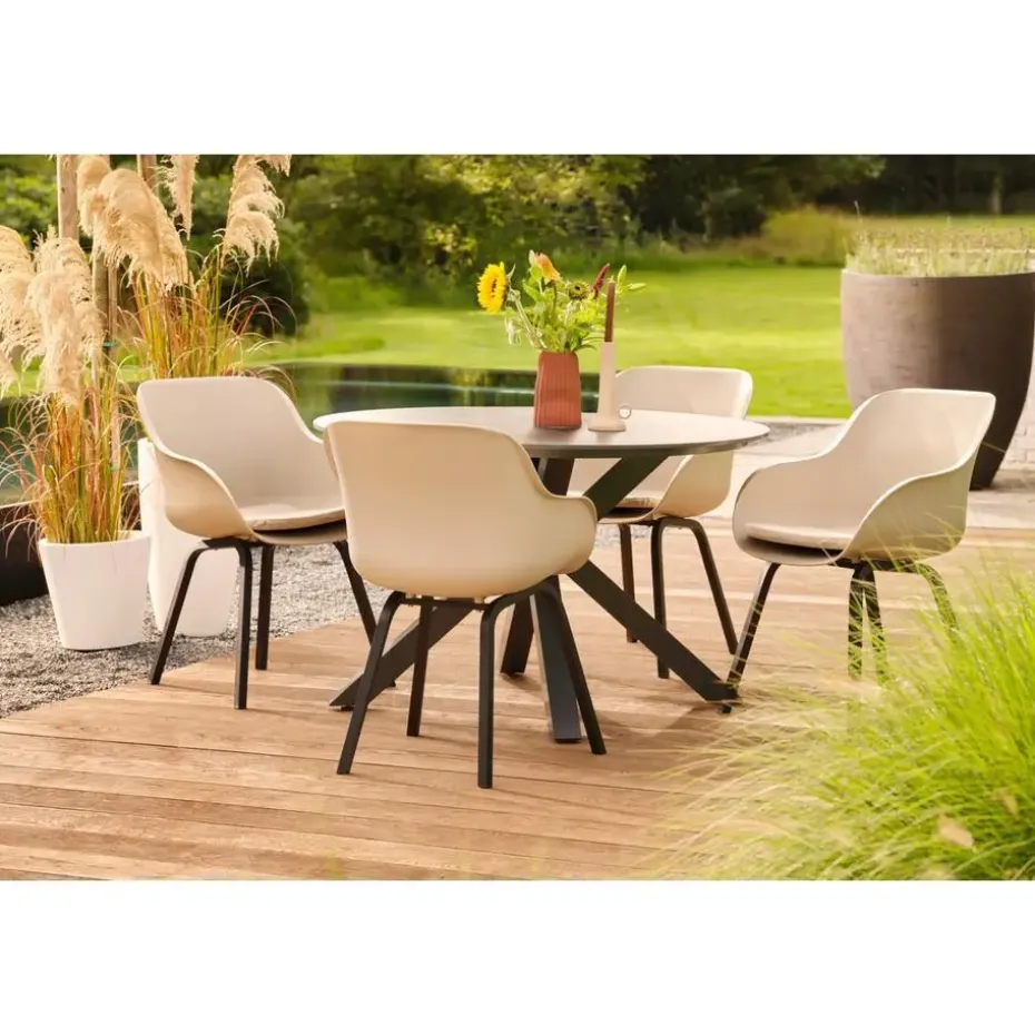 Hartman Le Soleil Element dining armstoel - Soft Taupe/Black - 2 st.