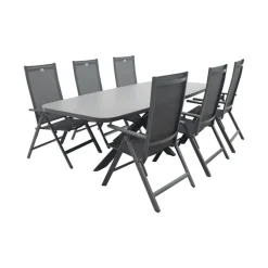 Hartman Napoli/Soreno deens ovale verstelbare tuinset 240x110 cm. - Licht grijs