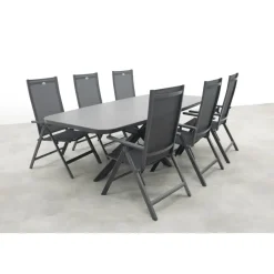 Hartman Napoli/Soreno deens ovale verstelbare tuinset 240x110 cm. - Licht grijs